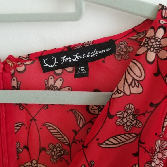 For Love & Lemons Pia Red Floral Romper - Picture 5 of 5